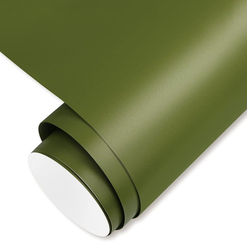 Gatichetta Self Adhesive Vinyl Craft Permanent Vinyl Roll 12" x 10ft for Cricut, Silhouette & Cameo,Matte Olive Green - Image 1
